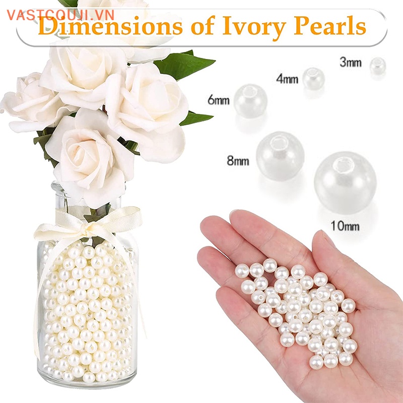 Chuỗi Hạt Ngọc Trai Acrylic 3mm 4mm 6mm 8mm 10mm Dùng Làm Trang Sức DIY