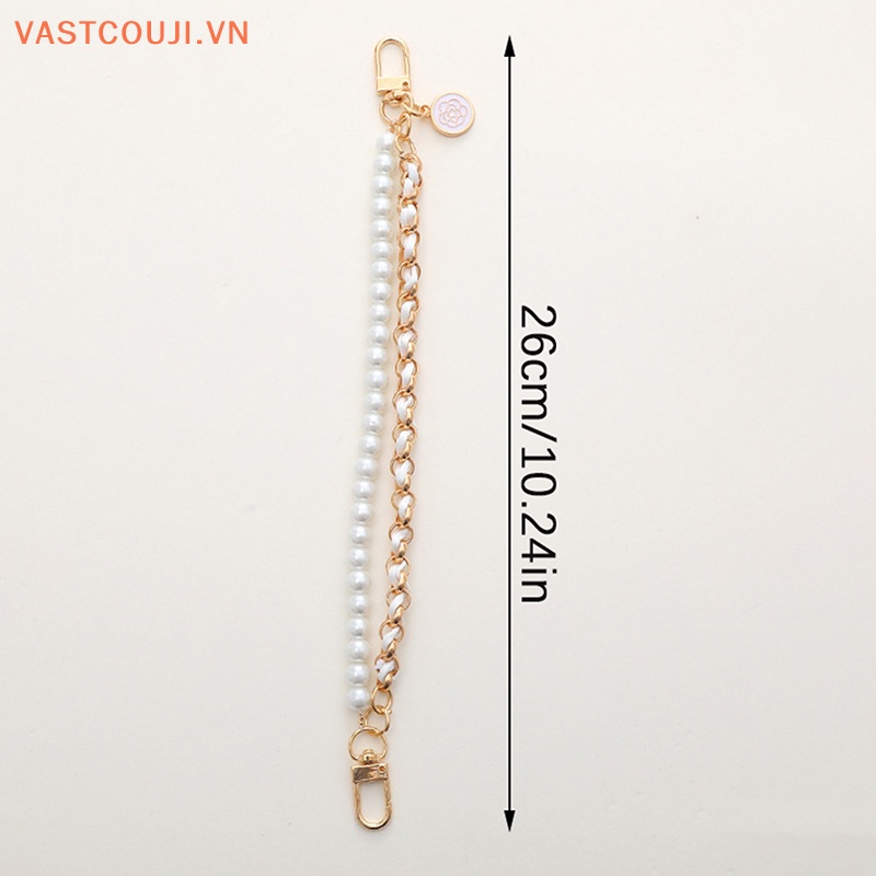 Dây Đeo Túi Xách Đính Ngọc Trai Hai Lớp Phong Cách VASTJI Cổ Điển