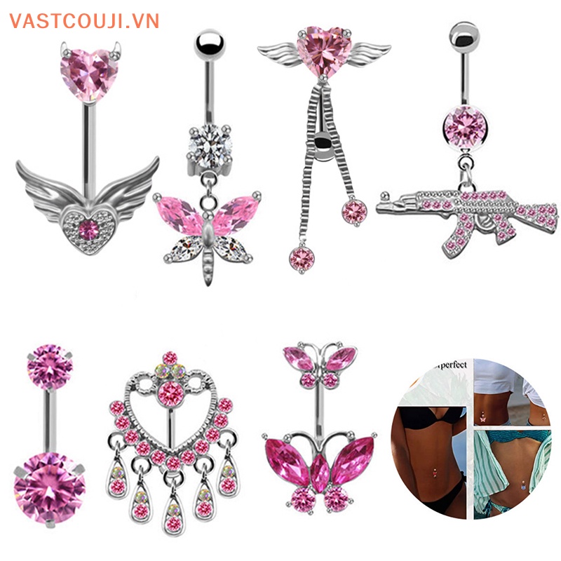 Khuyên Rốn Bằng Thép Không Gỉ Hình Bướm / Trái Tim Thời Trang Cho Nữ