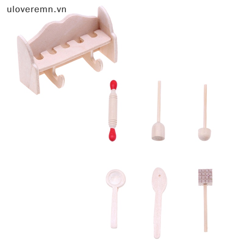 1 Bộ Dụng Cụ Nấu Ăn Nhà Búp Bê Có Giá Đỡ Bằng Nhựa Tiện Dụng
