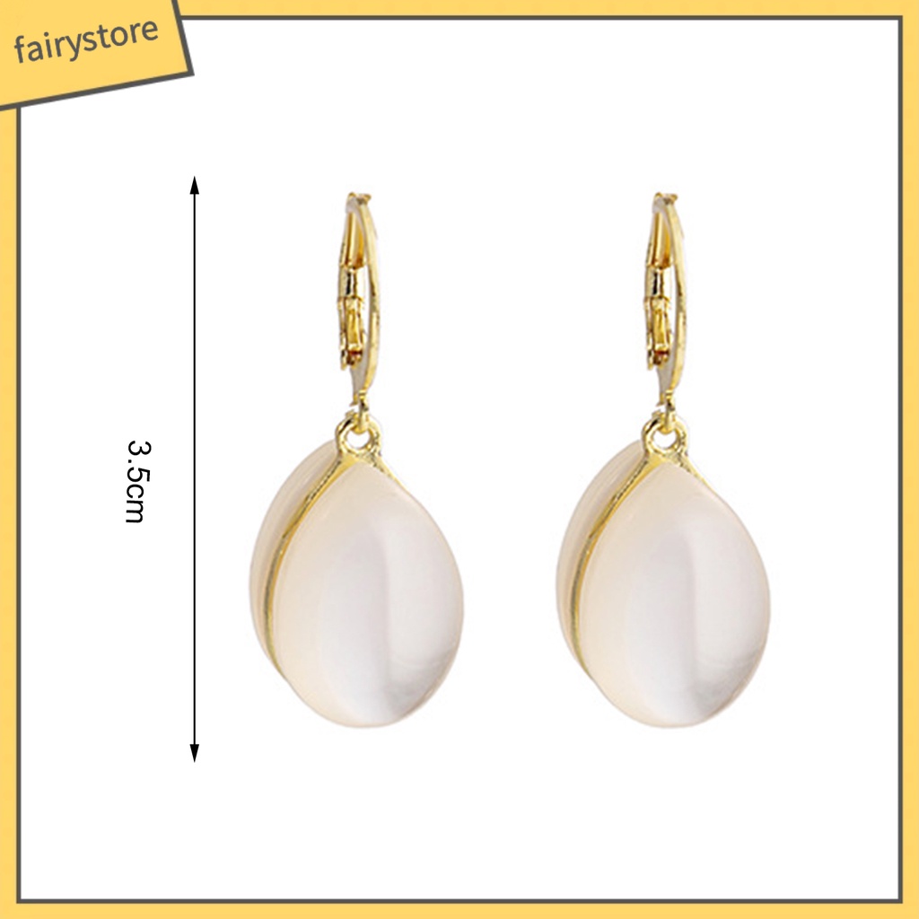 1 Đôi Bông Tai Hình Giọt Nước Đính Đá Mắt Mèo Giả Phong Cách Cổ Điển