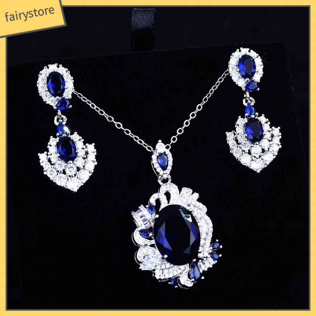 [FRO] Bông Tai Đính Đá Tanzanite Nhân Tạo Hình Học Sáng Tinh Tế Cho Tiệc Tùng