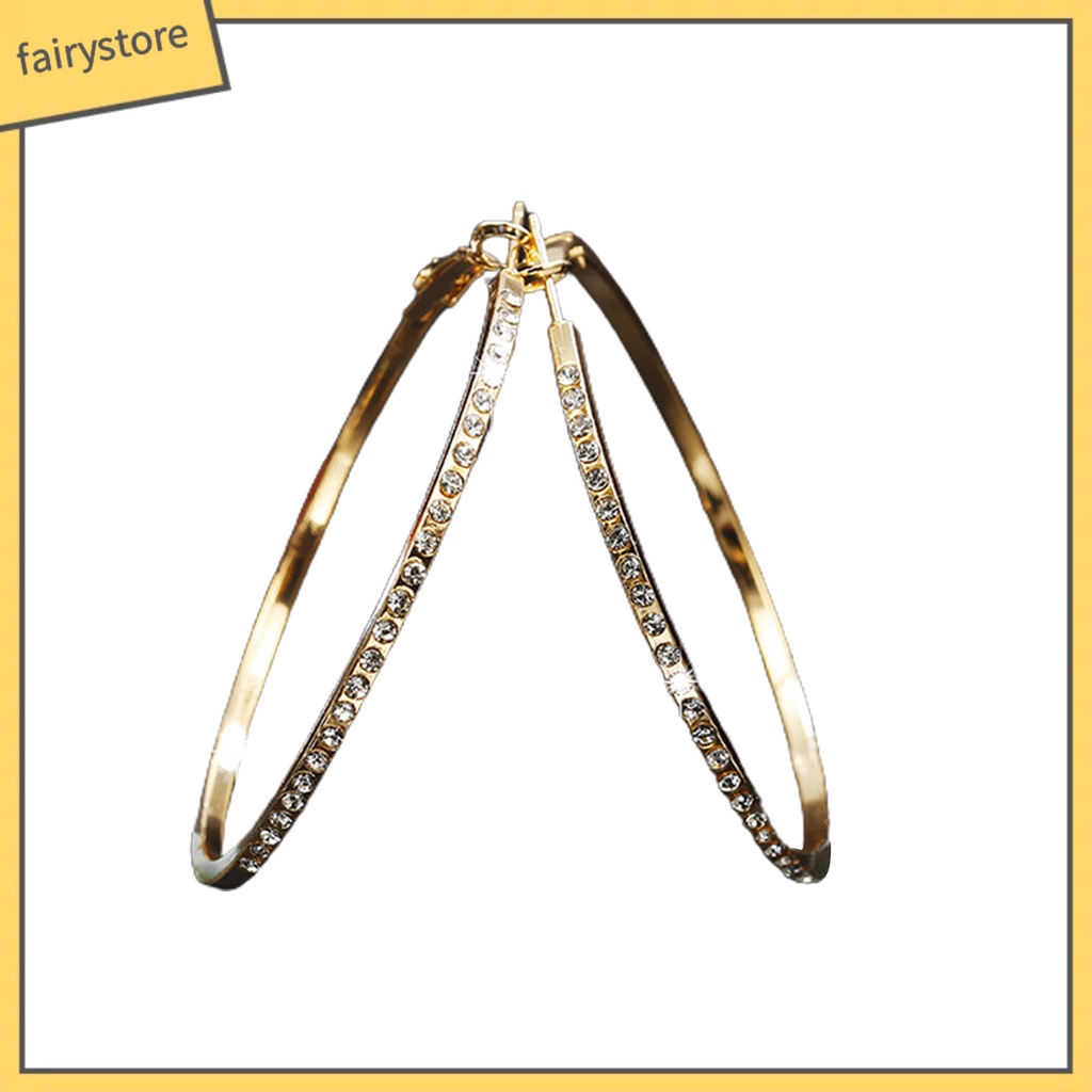 1 Đôi Bông Tai Tròn Đính Đá Lấp Lánh Dành Cho Nữ