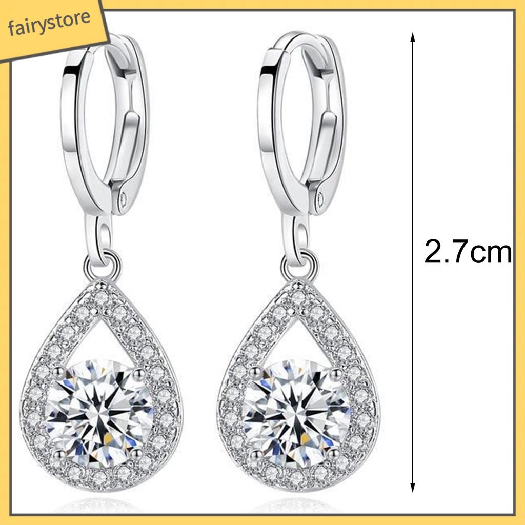 1 Đôi Bông Tai Đính Đá Hình Giọt Nước Lấp Lánh Dành Cho Nữ