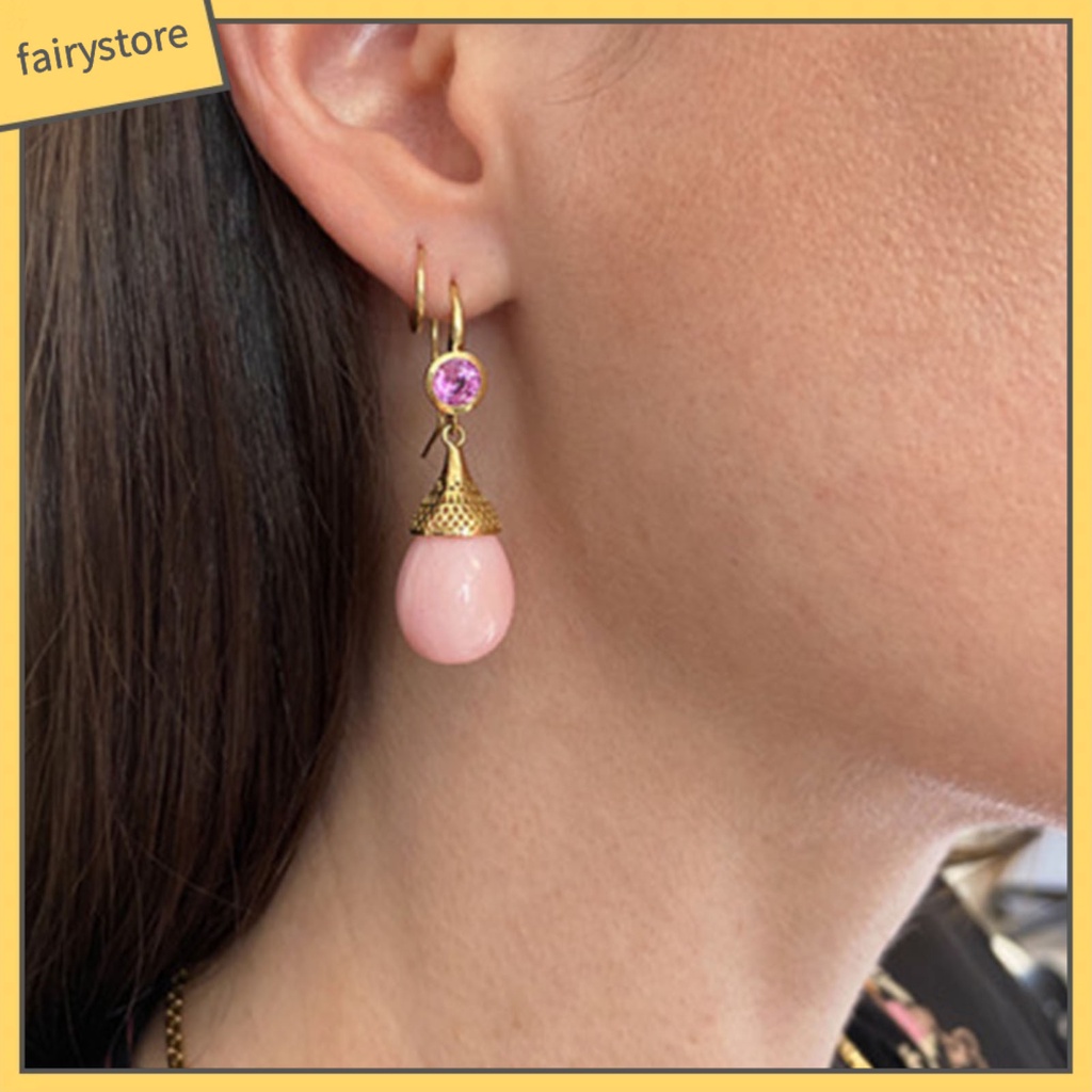 1 Đôi Bông Tai Hình Giọt Nước Trong Suốt Phong Cách Retro Dành Cho Nữ