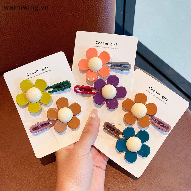 Set 2 Kẹp Tóc Hình Bông Hoa Xinh Xắn Cho Bé Gái