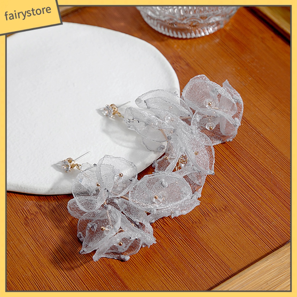 1 Đôi Bông Tai Hình Hoa Thủ Công Bằng Vải Chống Mòn