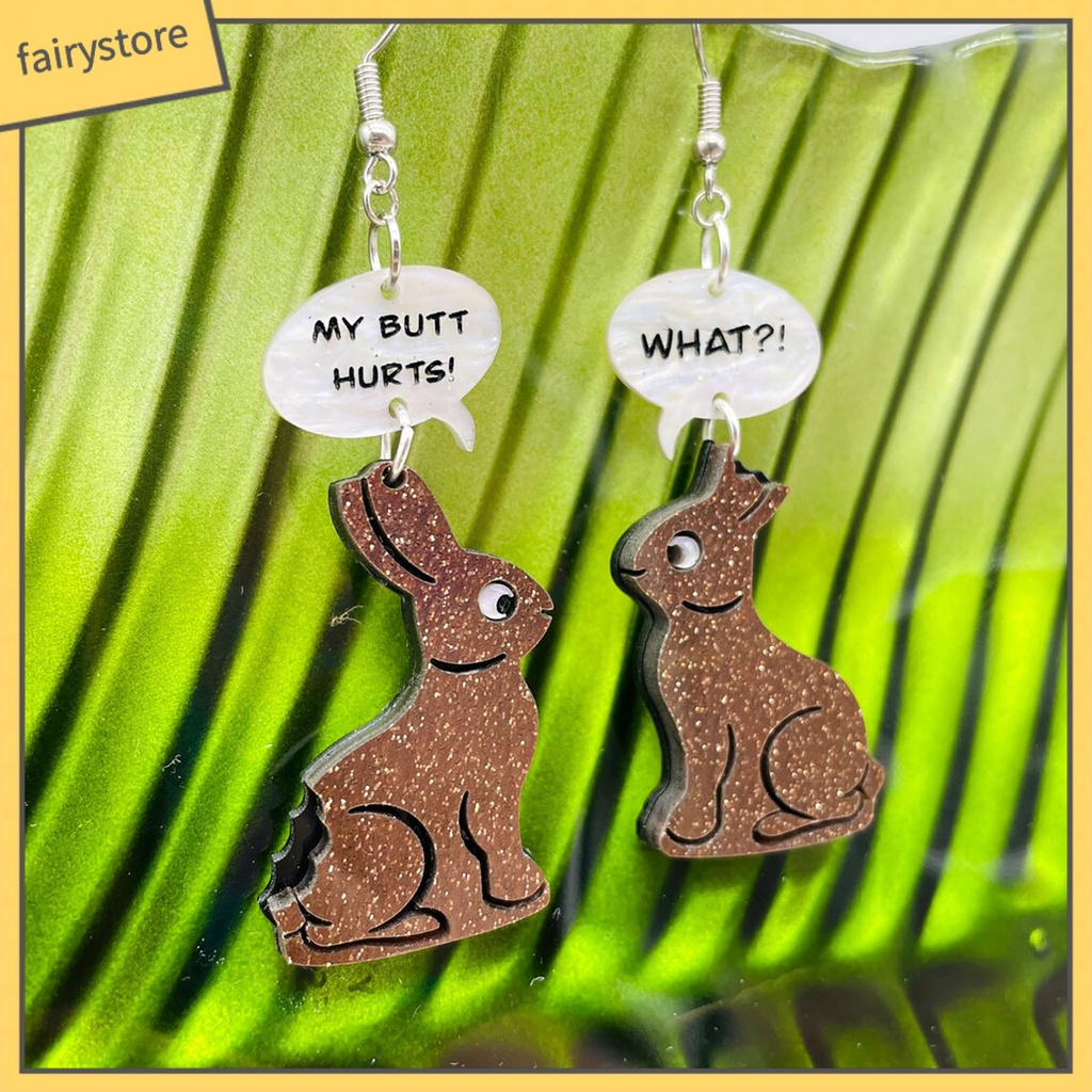 1 Đôi Bông Tai Hình Thỏ Hoạt Hình Bằng Acrylic Quyến Rũ