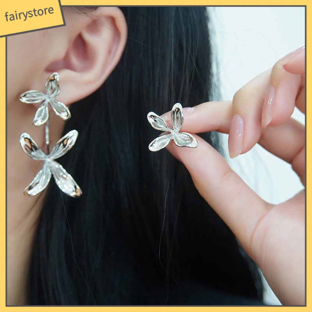 1 Đôi Bông Tai Hình Hoa Ba Chiều Thời Trang Dành Cho Nữ