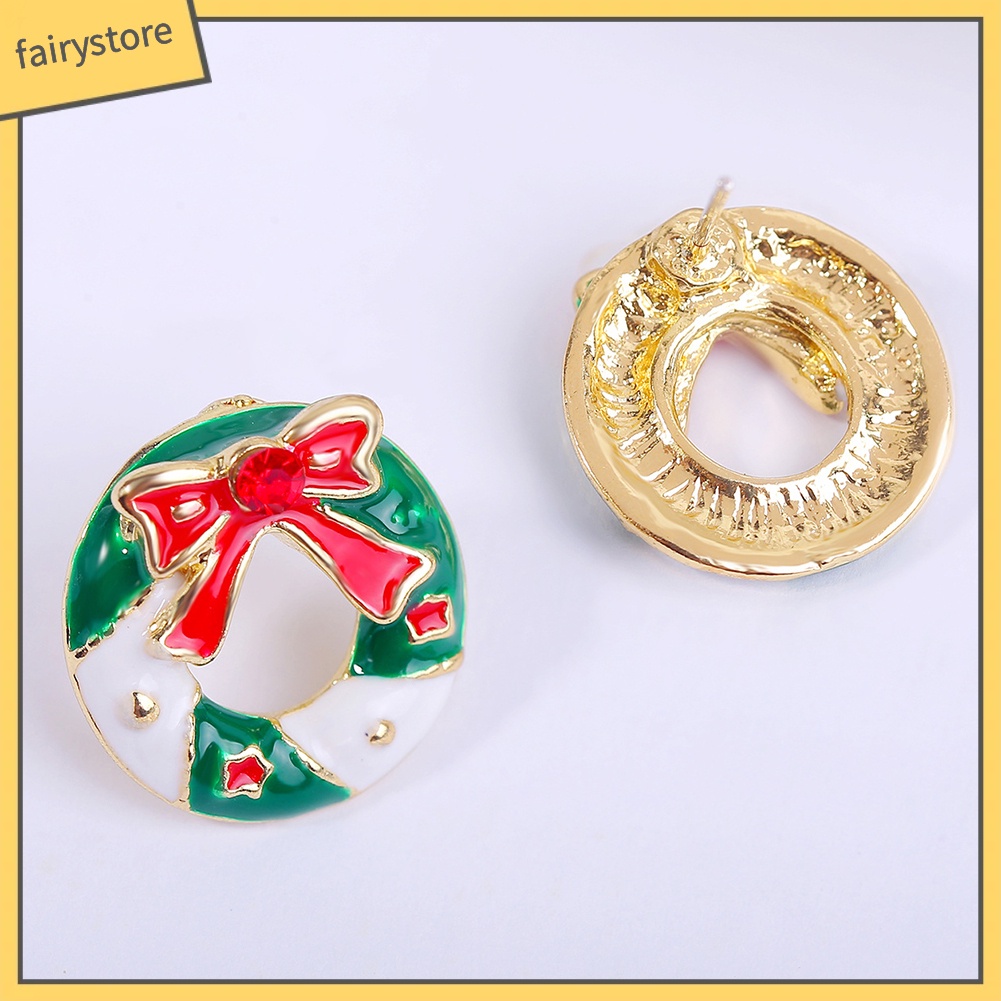 Bông Tai Hợp Kim Hình Cây Thông Đính Đá Thời Trang Giáng Sinh Cho Nữ