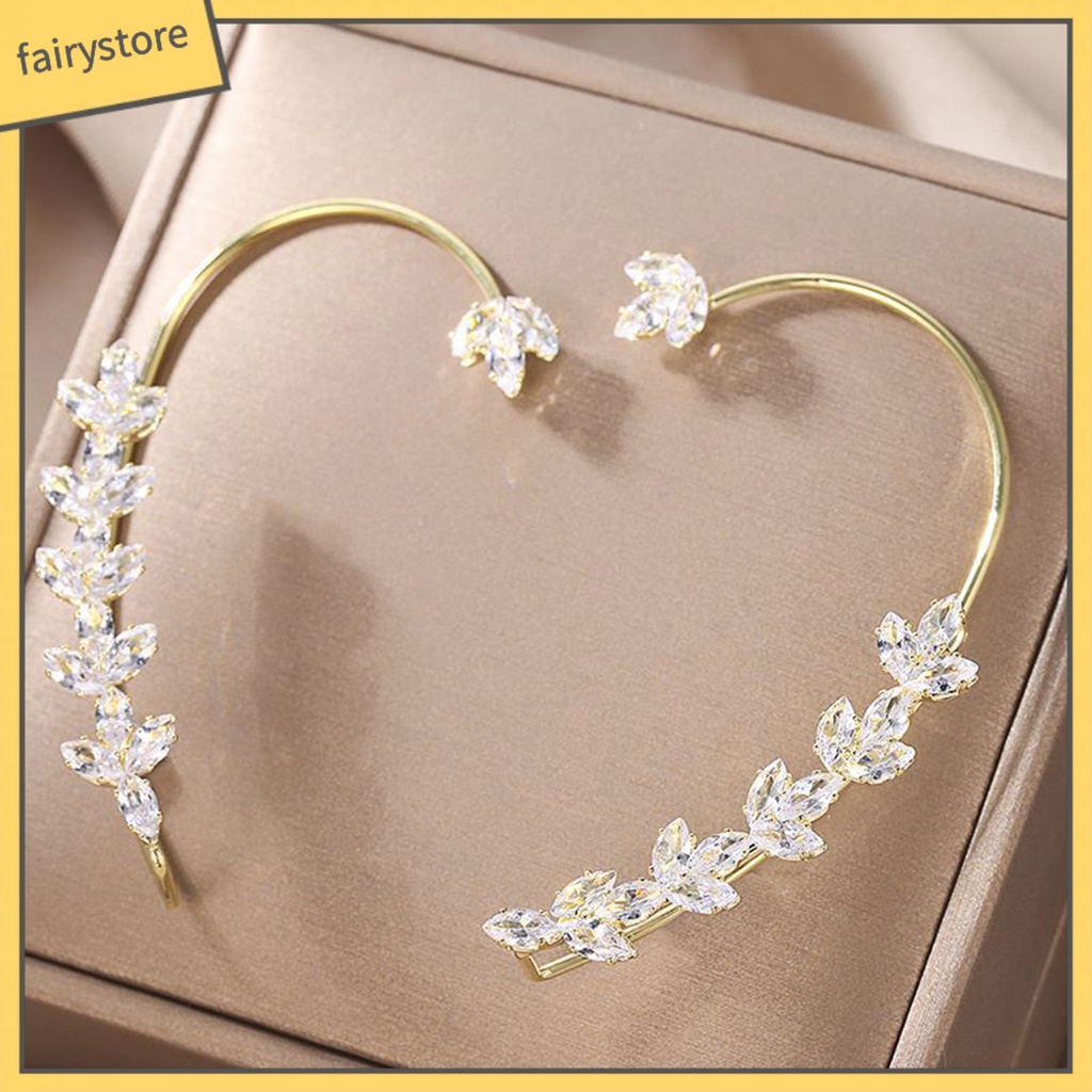 [FRO] 1 Bông Tai Kẹp Không Xỏ Lỗ Hình Học Đính Đá Lấp Lánh Sang Trọng Chống Phai Màu Trang Sức Đơn Giản