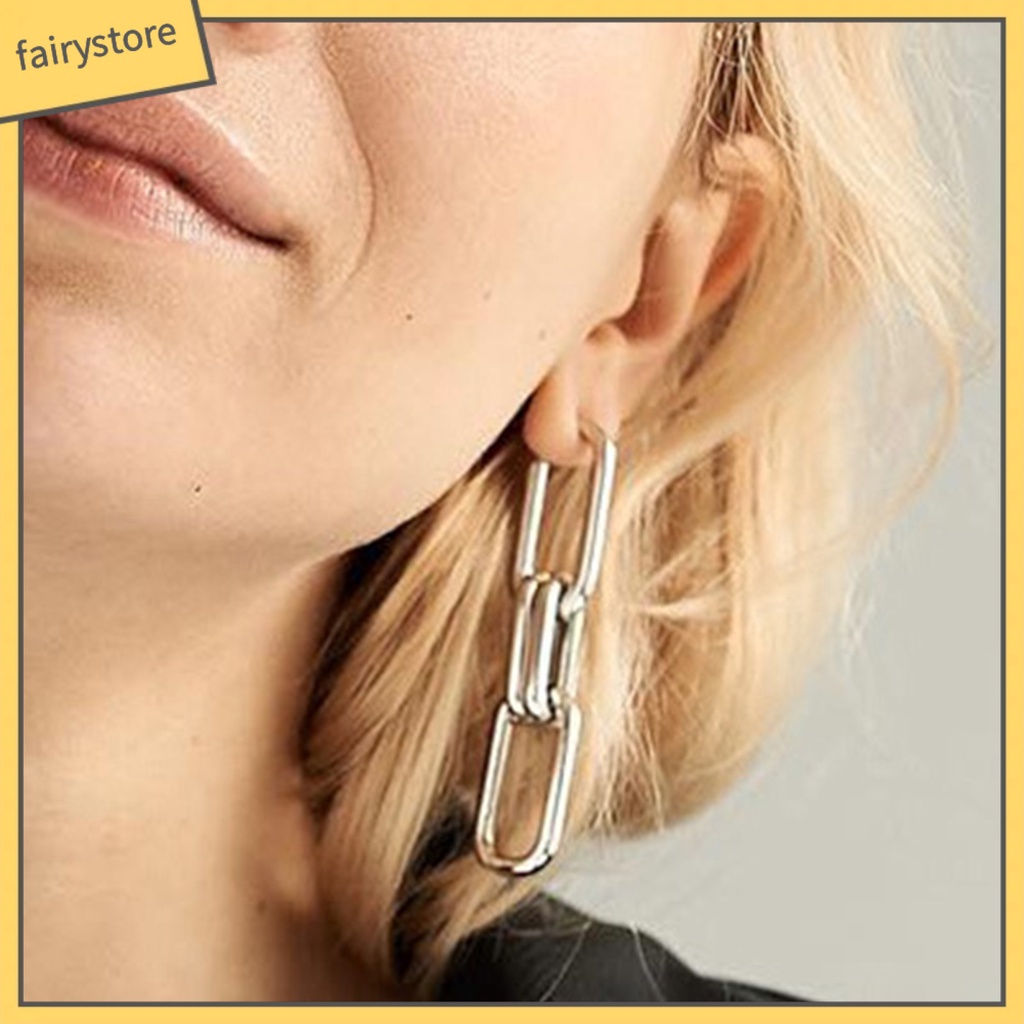 1 Đôi Bông Tai Hình Chữ Nhật Đính Đá Lấp Lánh Phong Cách Vintage