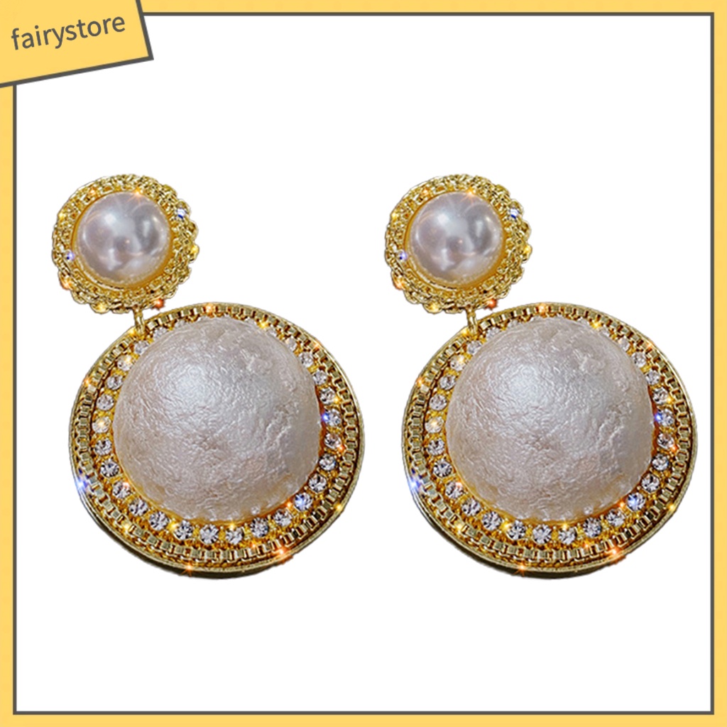 1 Đôi Bông Tai Nữ Đính Ngọc Trai Giả Phong Cách Hàn Quốc