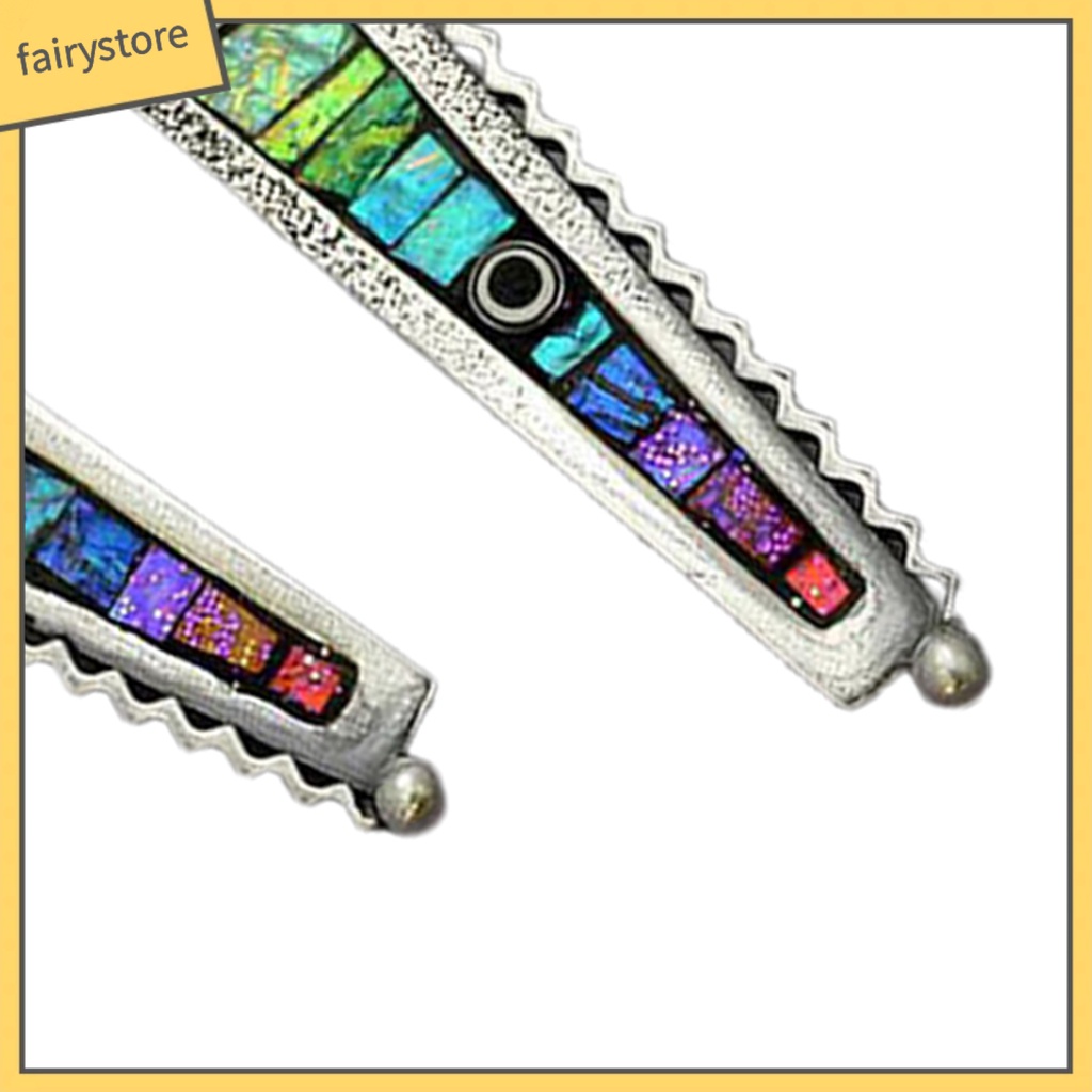 [FRO] Bông Tai Móc Mặt Hình Zigzag Màu Cầu Vồng Phong Cách Dành Cho Nữ