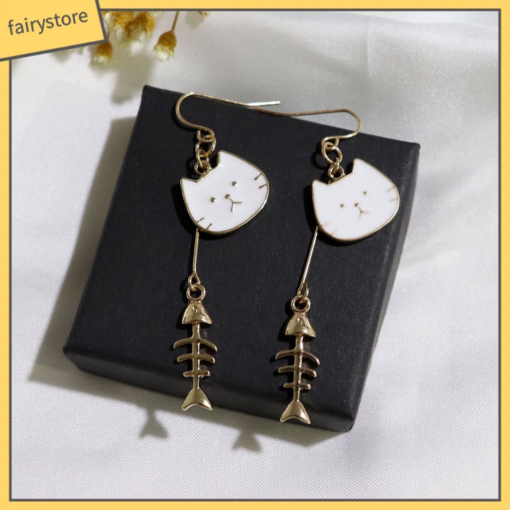 1 Đôi Bông Tai Hình Mèo Bằng Thép Không Gỉ Dễ Thương Dành Cho Nữ