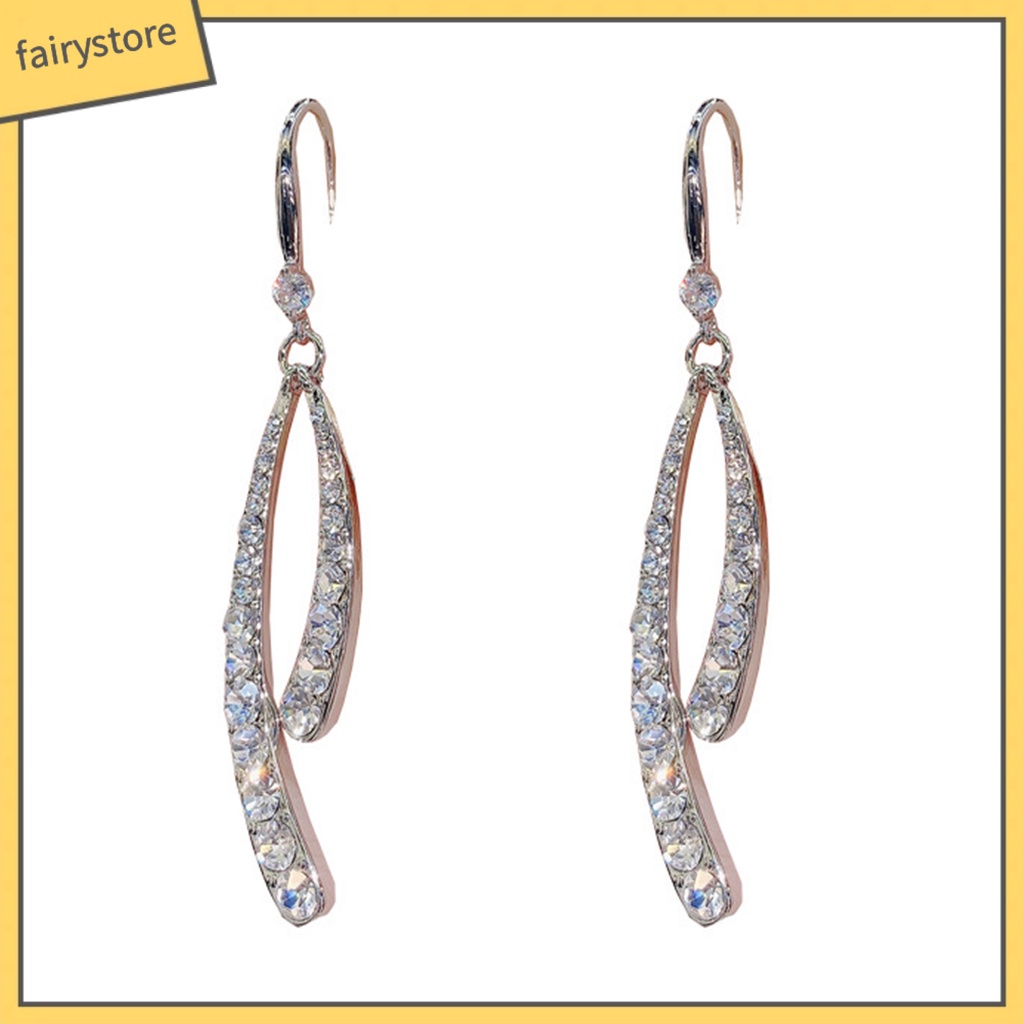 1 Đôi Bông Tai Hình Học Đính Đá Lấp Lánh Dành Cho Nữ