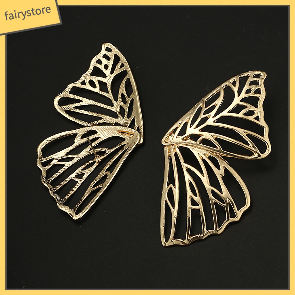 Bông Tai Hình Bướm Bằng Kim Loại Màu Trơn Thời Trang Dự Tiệc Cho Nữ