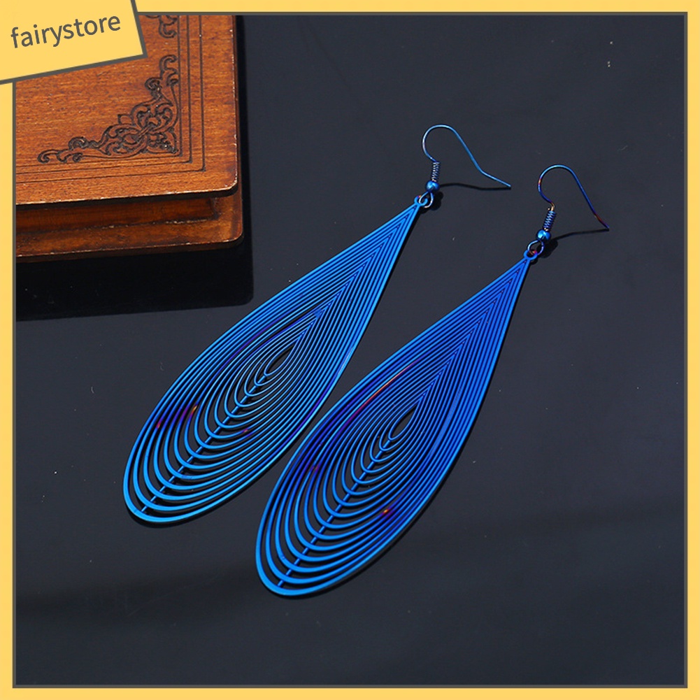 Bông Tai Hình Giọt Nước Bằng Thép Không Gỉ Màu Cầu Vồng Thời Trang Dành Cho Nữ