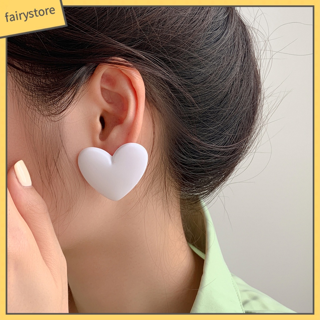 1 Đôi Bông Tai Hình Trái Tim Màu Sắc Kẹo Ngọt Phong Cách Hàn Quốc Dành Cho Nữ