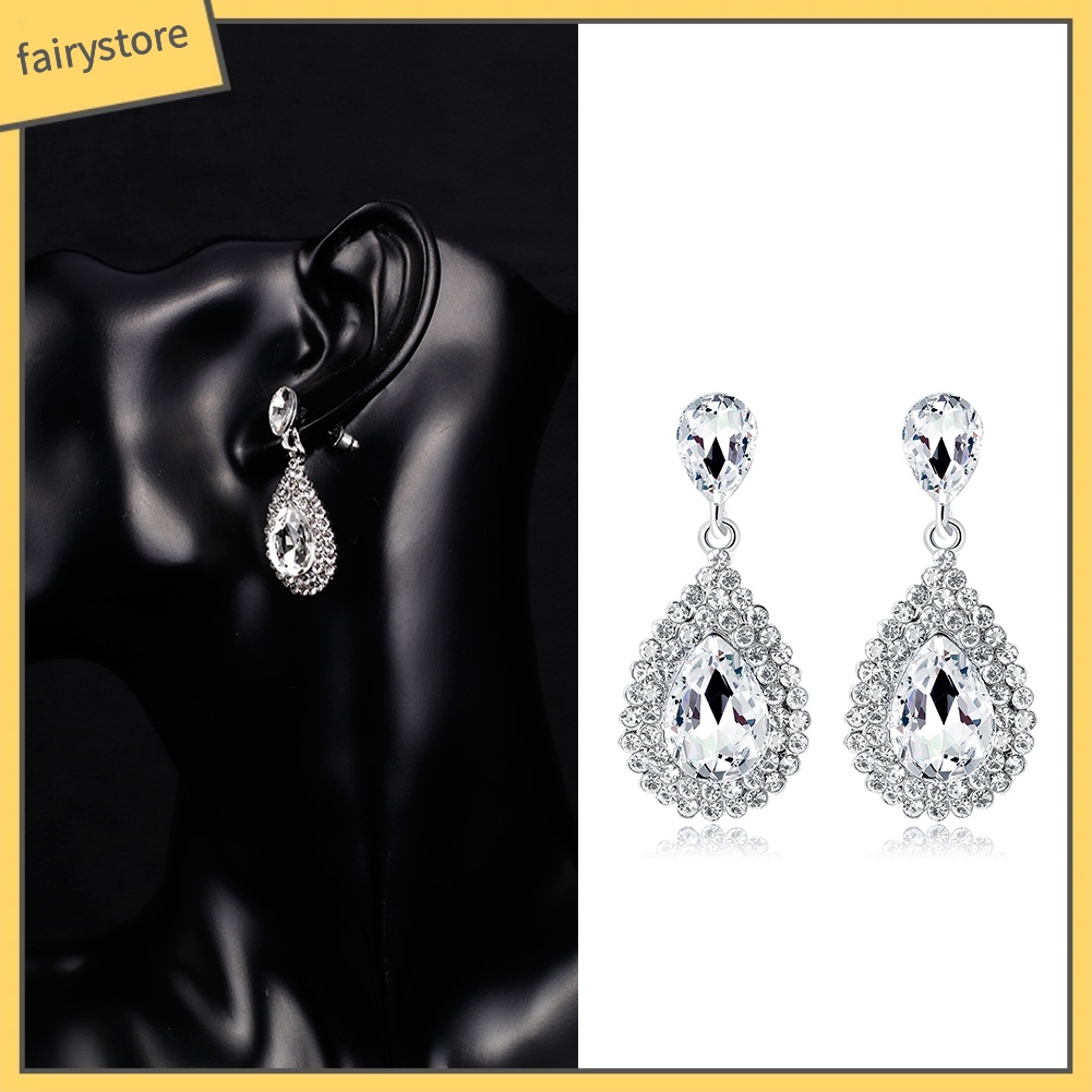 Bông Tai Hình Giọt Nước Đính Đá Sang Trọng Dành Cho Nữ