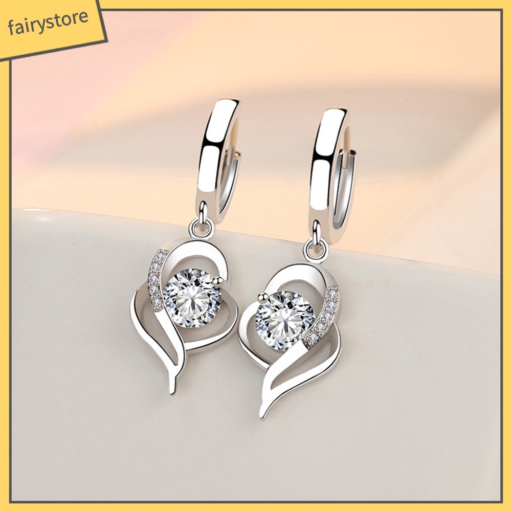 Bông Tai Hình Trái Tim Xoắn Đính Đá Thời Trang Dành Cho Nữ