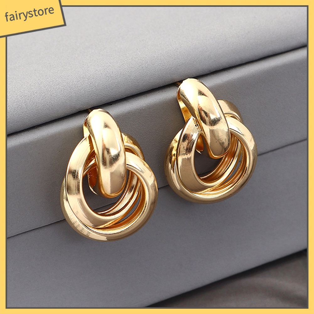 Bông Tai 3 Vòng Hình Chữ Thập Phong Cách Punk Dành Cho Nữ