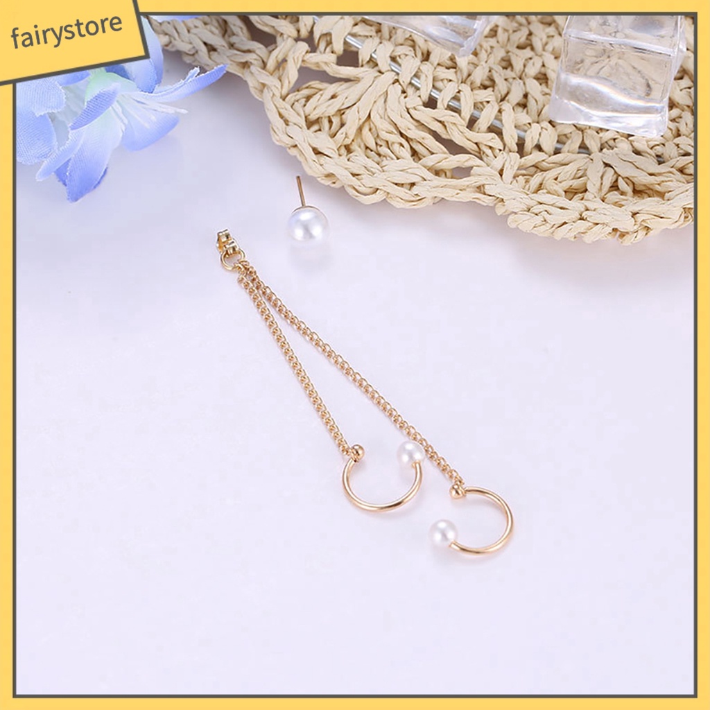 1 Khuyên Vành Tai Chuỗi Đính Ngọc Trai Nhân Tạo Thời Trang