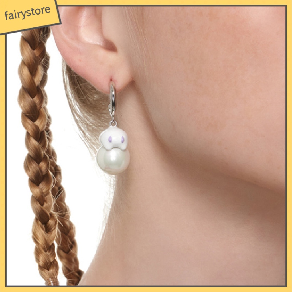 1 Đôi Bông Tai Ngọc Trai Nhân Tạo Hình Ma Nhỏ Dễ Thương Cho Nữ