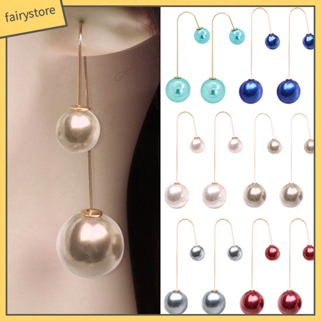 Bông Tai Chữ U Đính Ngọc Trai Giả Thời Trang Dành Cho Nữ