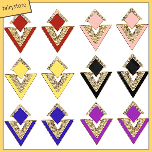 Bông Tai Hình Tam Giác Đính Đá Thời Trang Punk