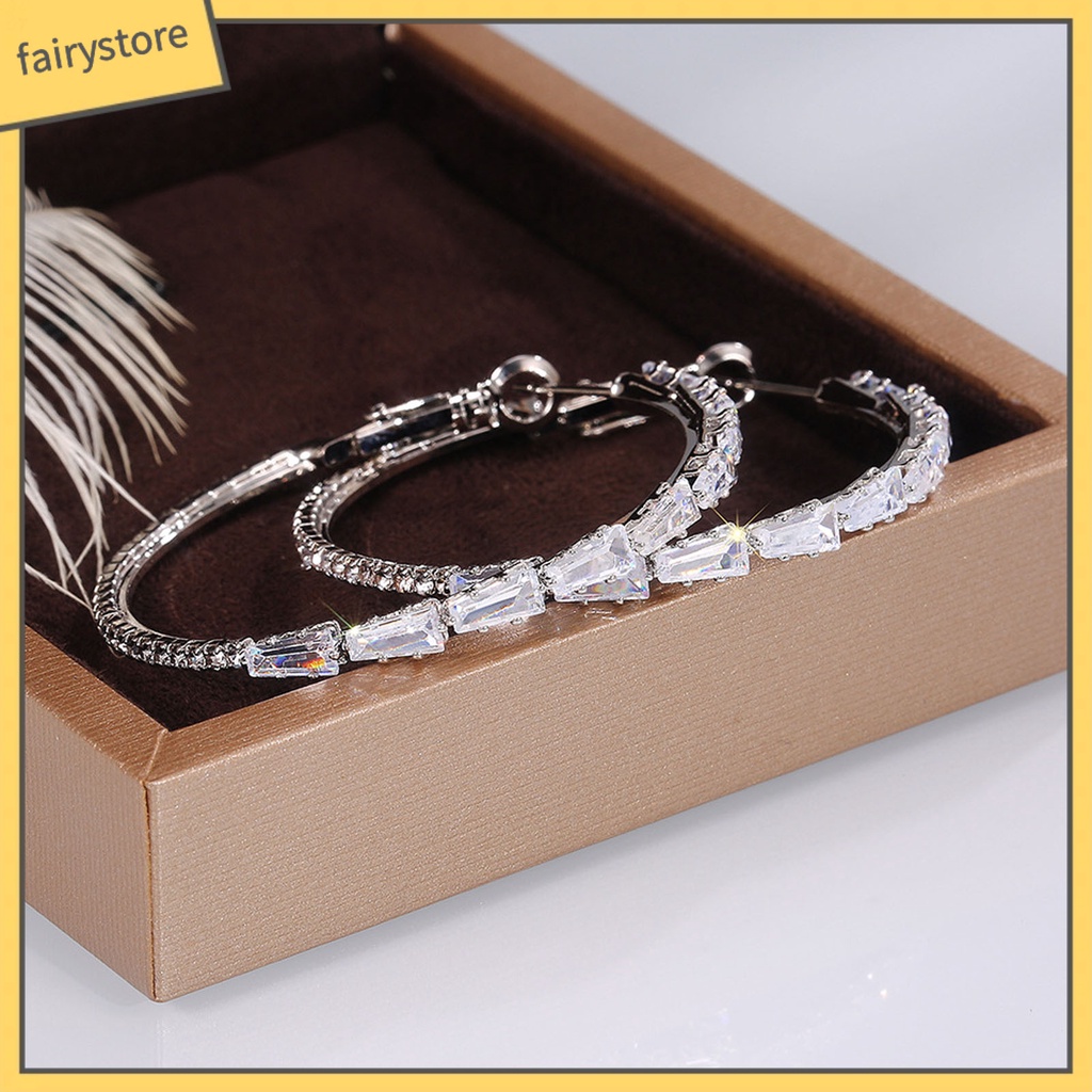 1 Đôi Bông Tai Tròn Đính Đá Lấp Lánh