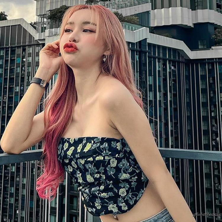 Áo Ống Cổ Thuyền Không Dây Hở Lưng In Họa Tiết Hoa Mùa Hè Cho Nữ