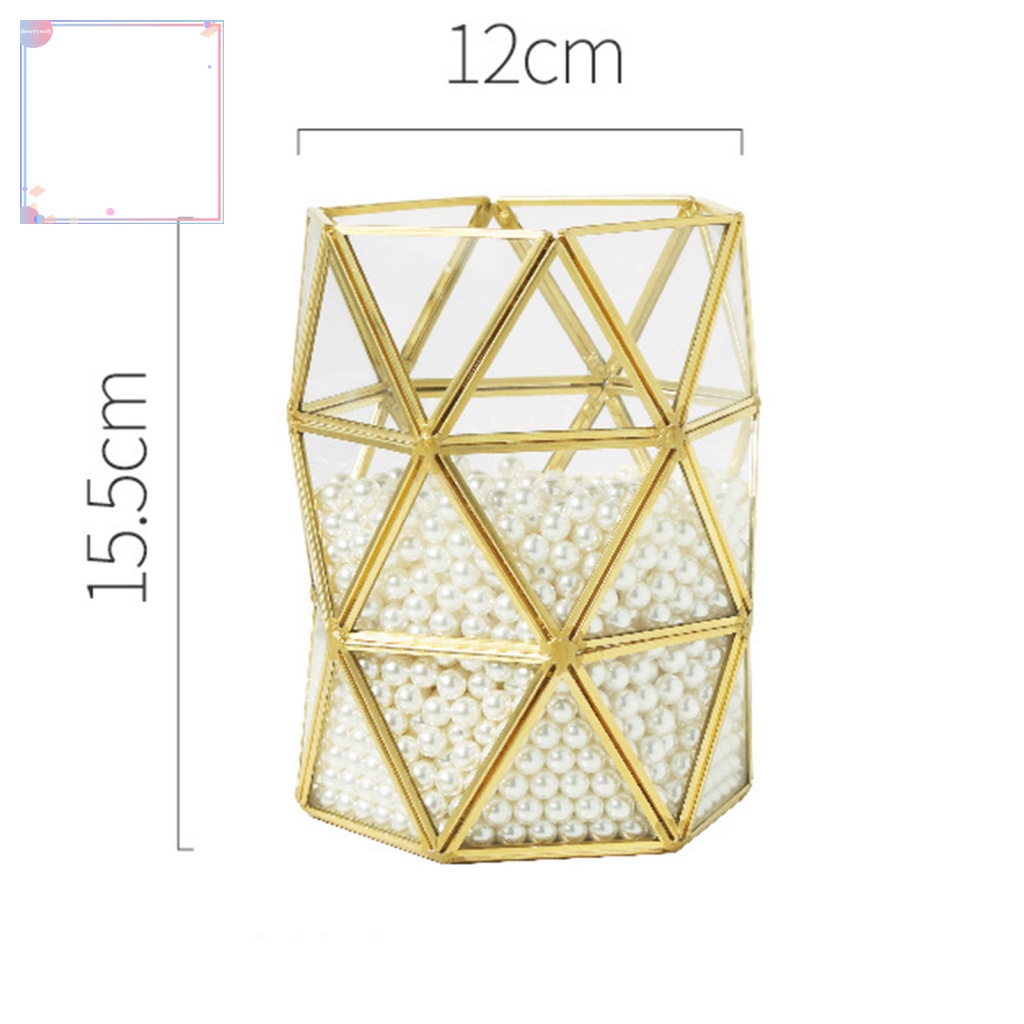 Khay Thủy Tinh Đựng Thức Ăn Tráng Gương Hình Đa Giác Màu Vàng Phong Cách Retro