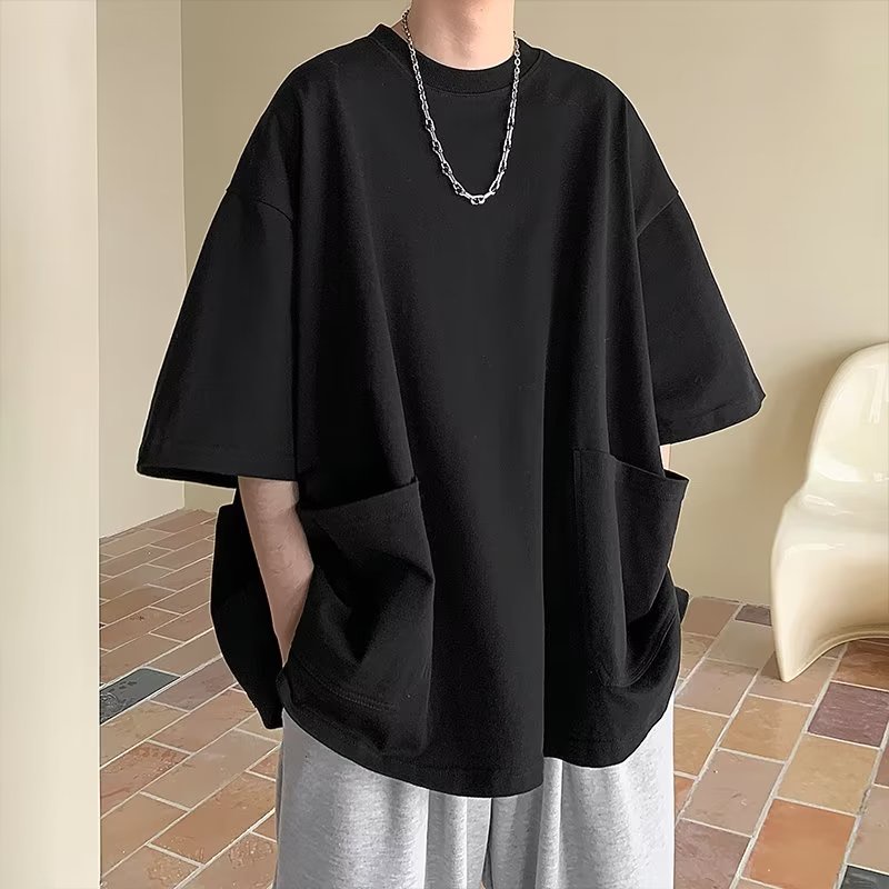 Áo Thun Tay Ngắn Có Túi Lớn Phong Cách Đường Phố Mới Mùa Hè Dễ Phối Đồ Cho Nam