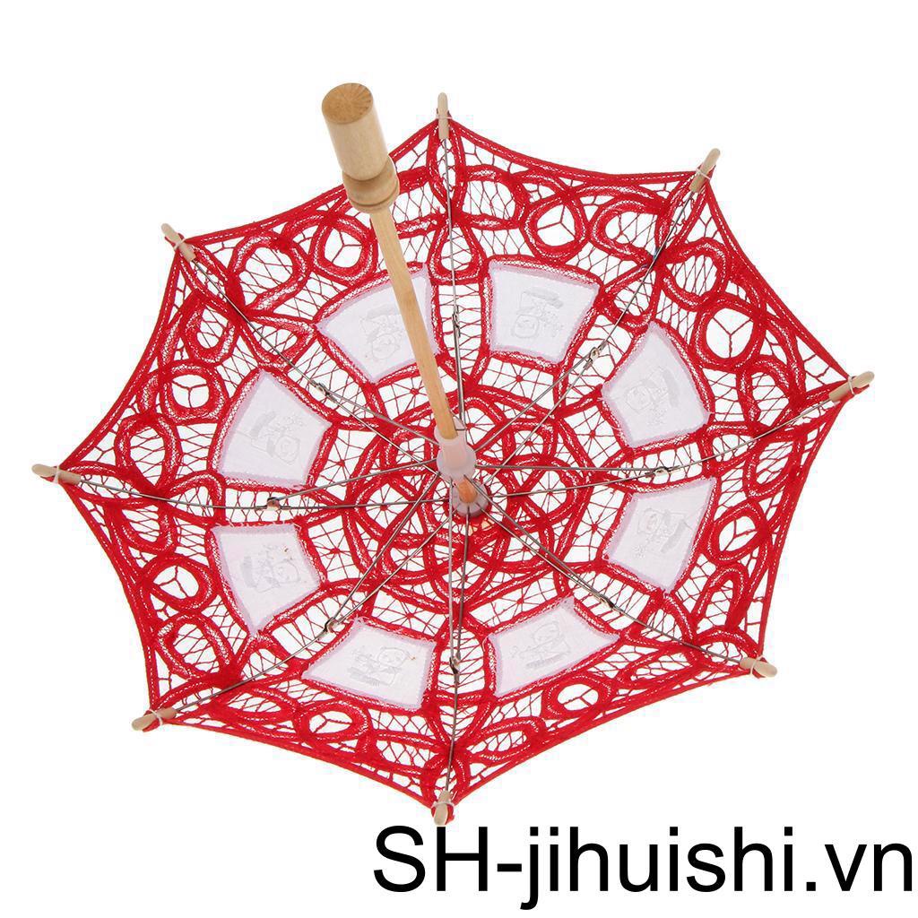 Dù Mini Bằng Vải Cotton Phối Ren Hoa Cho Cô Dâu