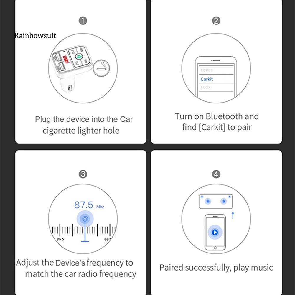 Máy Nghe Nhạc MP3 FM Hai Cổng USB Bluetooth 5.0 Kiêm Sạc Điện Thoại Tự Động Cho Xe Hơi