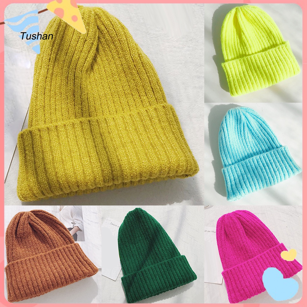 Mũ Len Beanie Màu Trơn Giữ Ấm Thời Trang Cho Nữ