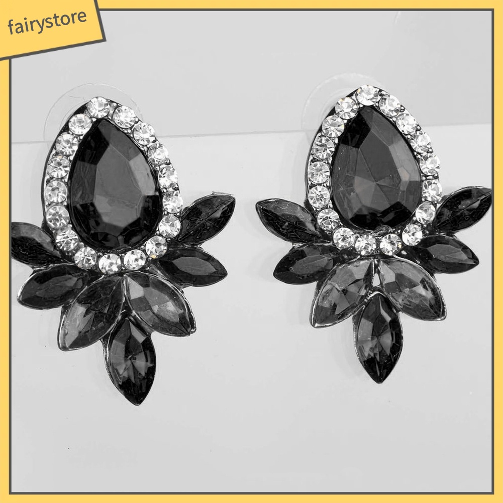 Bông Tai Giọt Nước Đính Đá Sang Trọng Cho Nữ