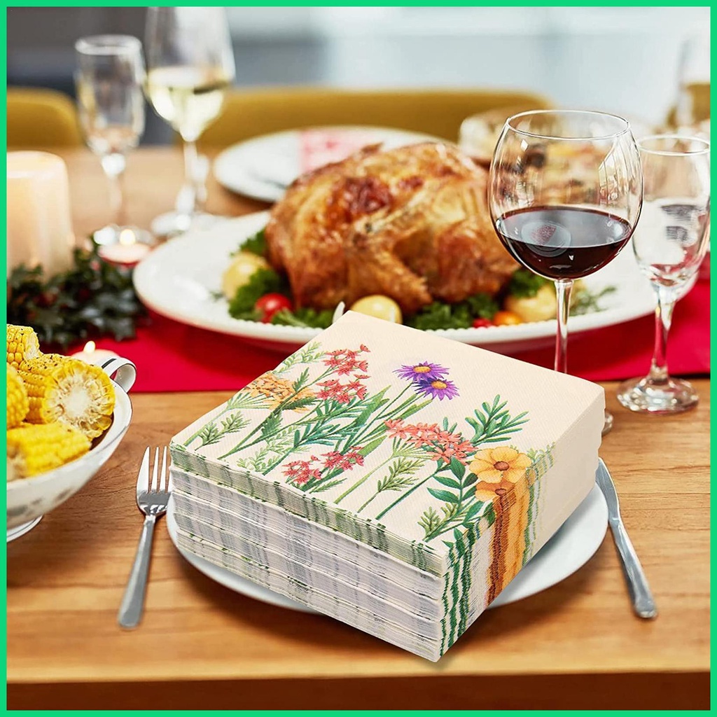 Bộ 20 Khăn Ăn Bằng Giấy Họa Tiết Hoa Thân Thiện Với Da Dùng Khi Đi Tắm / Làm Cocktail