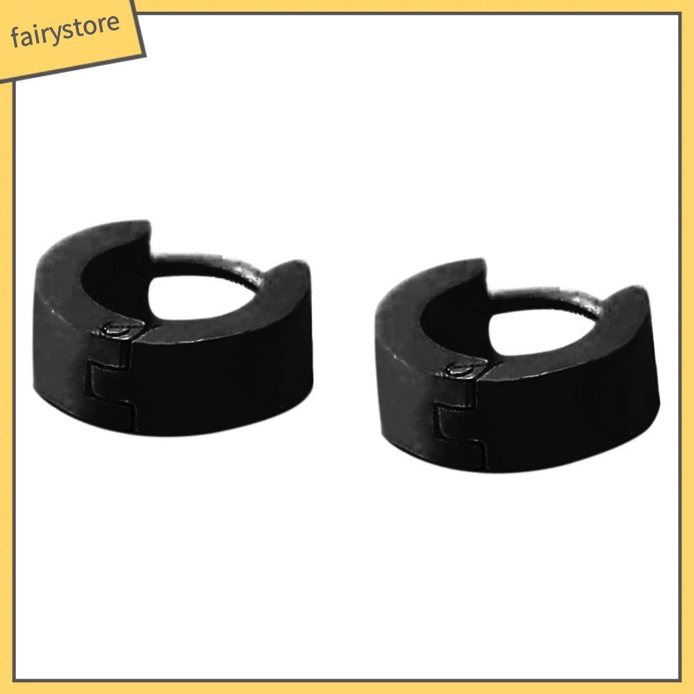 1 Đôi Bông Tai Tròn Bằng Thép Không Gỉ Thời Trang Cá Tính Dành Cho Nam