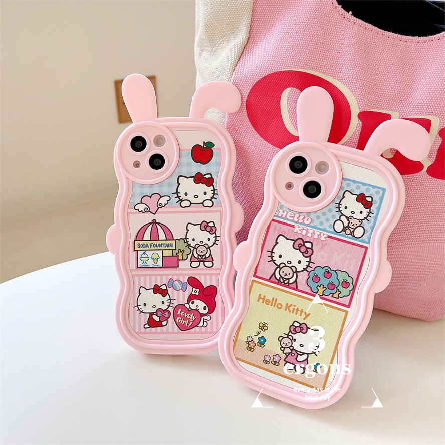 Ear CaseỐp Điện Thoại TPU Mềm Họa Tiết Mèo Kitty Dễ Thương Dành Cho IPhone 14 13 12 11 Pro Max X XR Xs Max