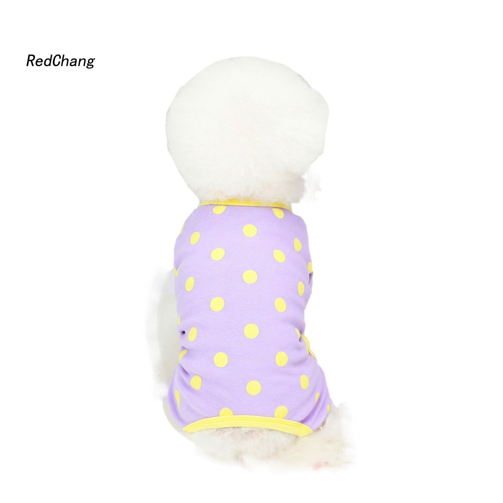 Rc ~ Bộ Đồ Ngủ Bốn Ống Bằng Vải Cotton Mềm Thoáng Khí Họa Tiết Chấm Bi Dành Cho Cún Cưng