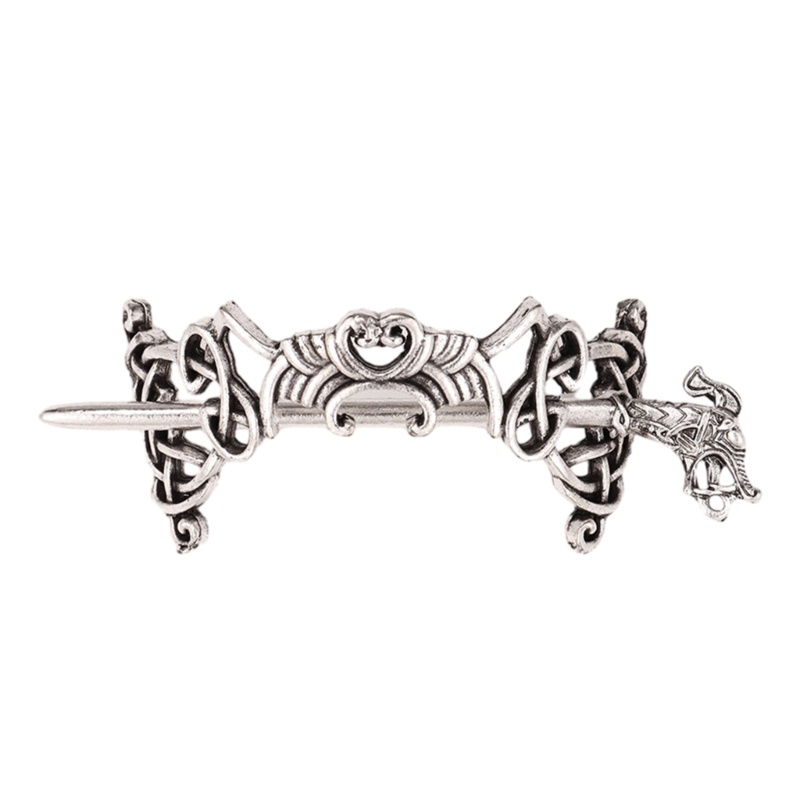 Kẹp Tóc Dạng Trượt Bằng Hợp Kim Màu Bạc Phong Cách Viking Celtic Thanh Lịch Cho Nữ