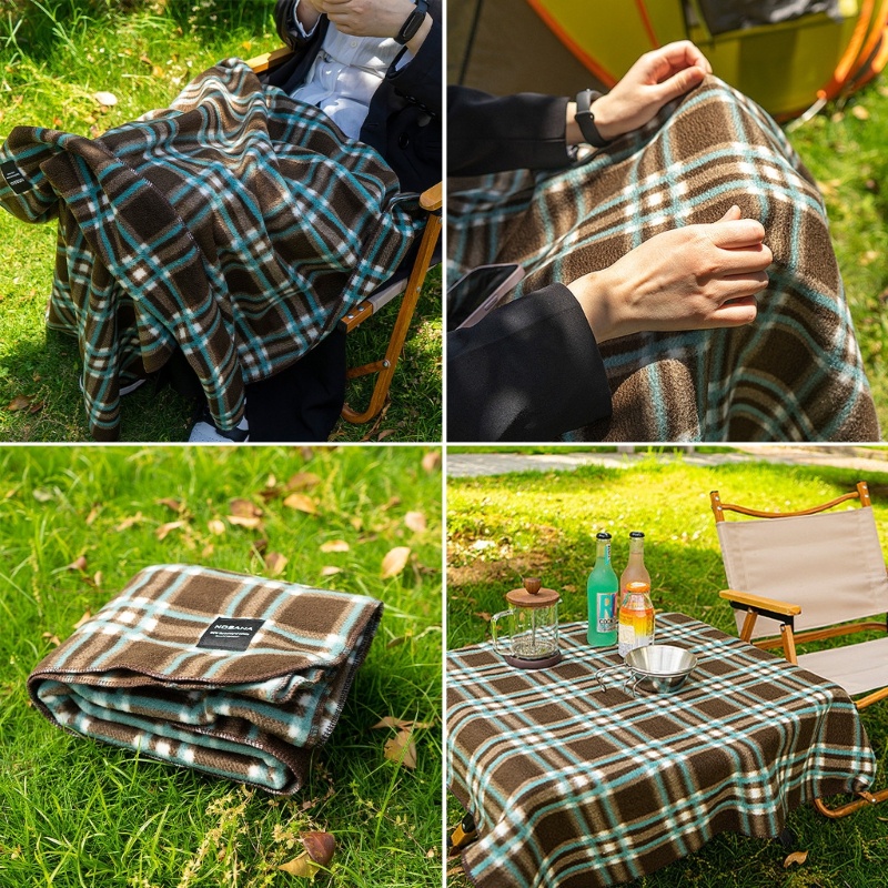 QQ Chăn Giữ Ấm Bằng Lông Cừu Trọng Lượng Nhẹ Họa Tiết Kẻ Sọc Dành Cho Cắm Trại