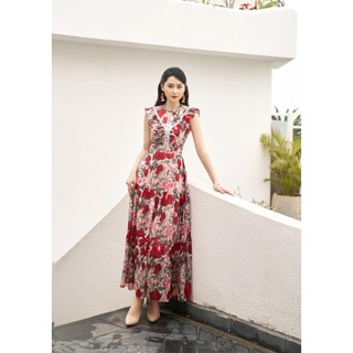 Váy hoa chất liệu tơ hàn cao cấp