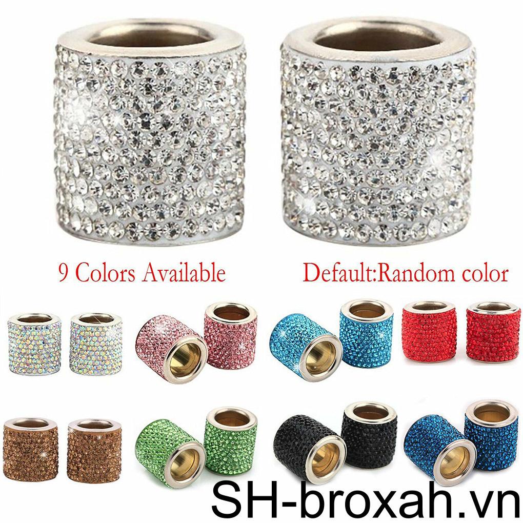 Set 2 Gối Tựa Đầu Đính Đá Pha Lê Trang Trí Ghế Ngồi Xe Hơi