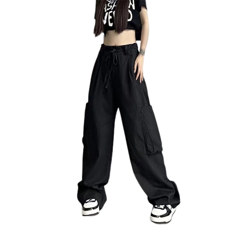 Quần Yếm Dài Ống Rộng Phối Dây Rút Phong Cách Hiphop