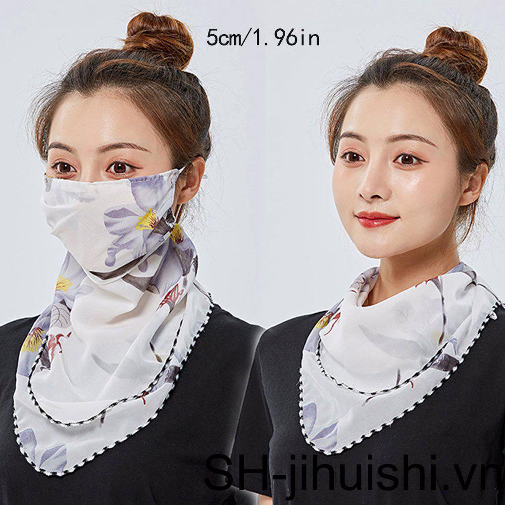 Khăn Choàng Cổ Bandanas Chiffon Mỏng In Họa Tiết Hoa Đa Năng Cho Nữ