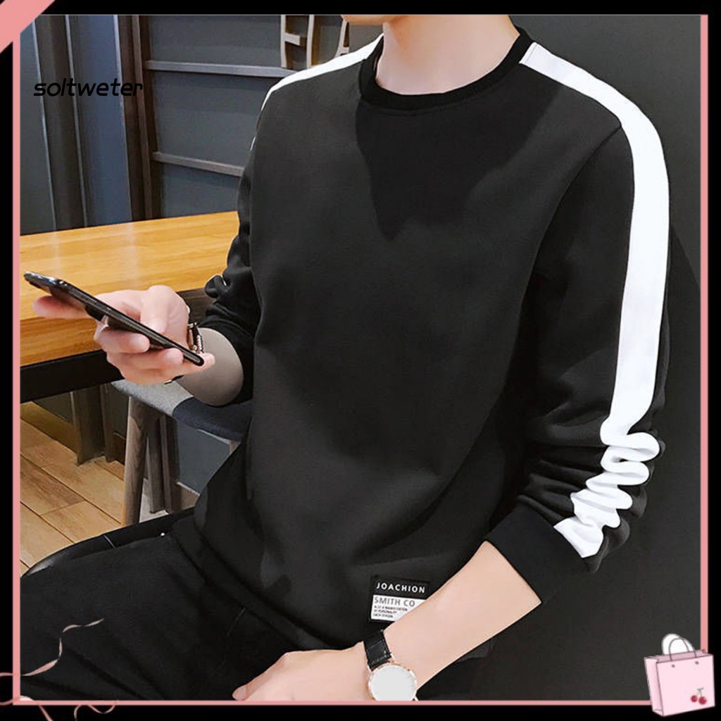 Áo Thun Cổ Tròn Màu Tương Phản Thời Trang Mùa Xuân Cho Nam