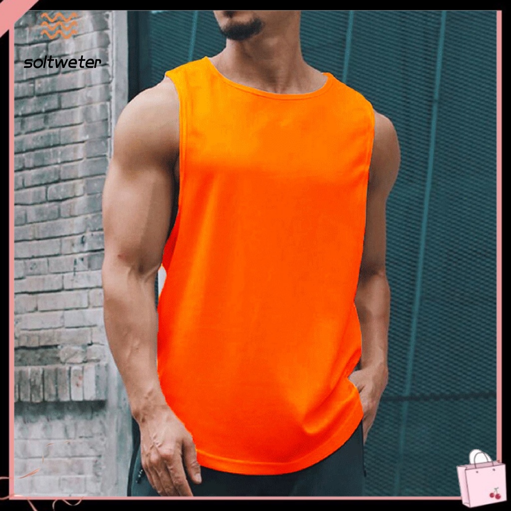 Áo Sát Nách Cổ Tròn Màu Trơn Mau Khô Mềm Mại Thời Trang Mùa Hè Cho Nam